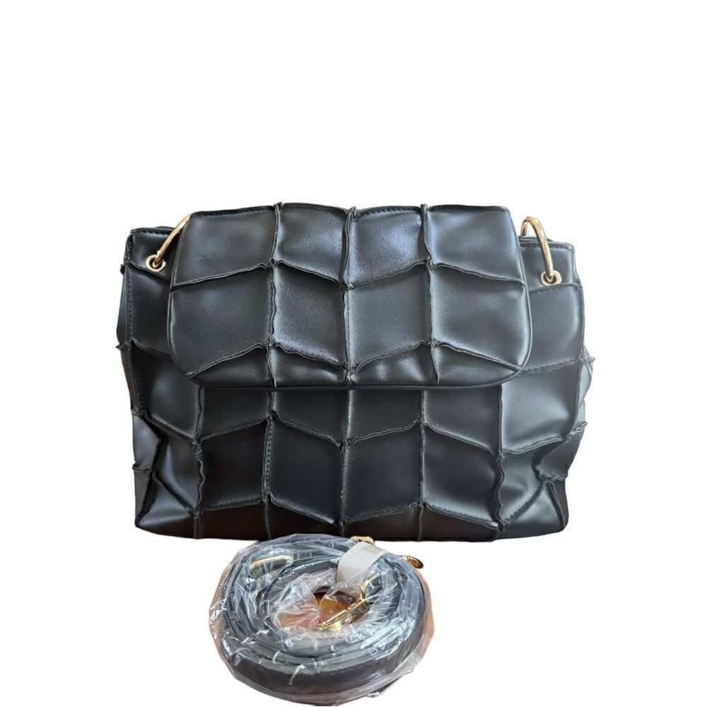 NWT True Love Faux leather flap black crossbody